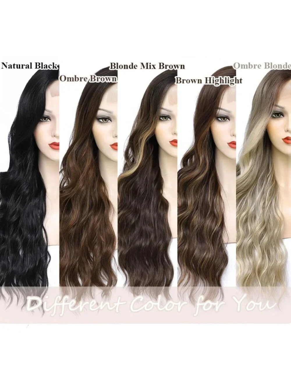 26 Inch Women's Ombre Blonde Long Wavy Curly Hair Wig Halloween Cosplay